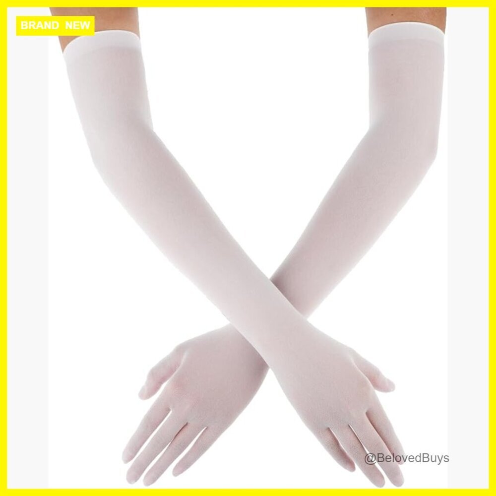 Sheer Mesh Gloves Elbow Length Stretchy Tulle Wedding Party Halloween Accessory